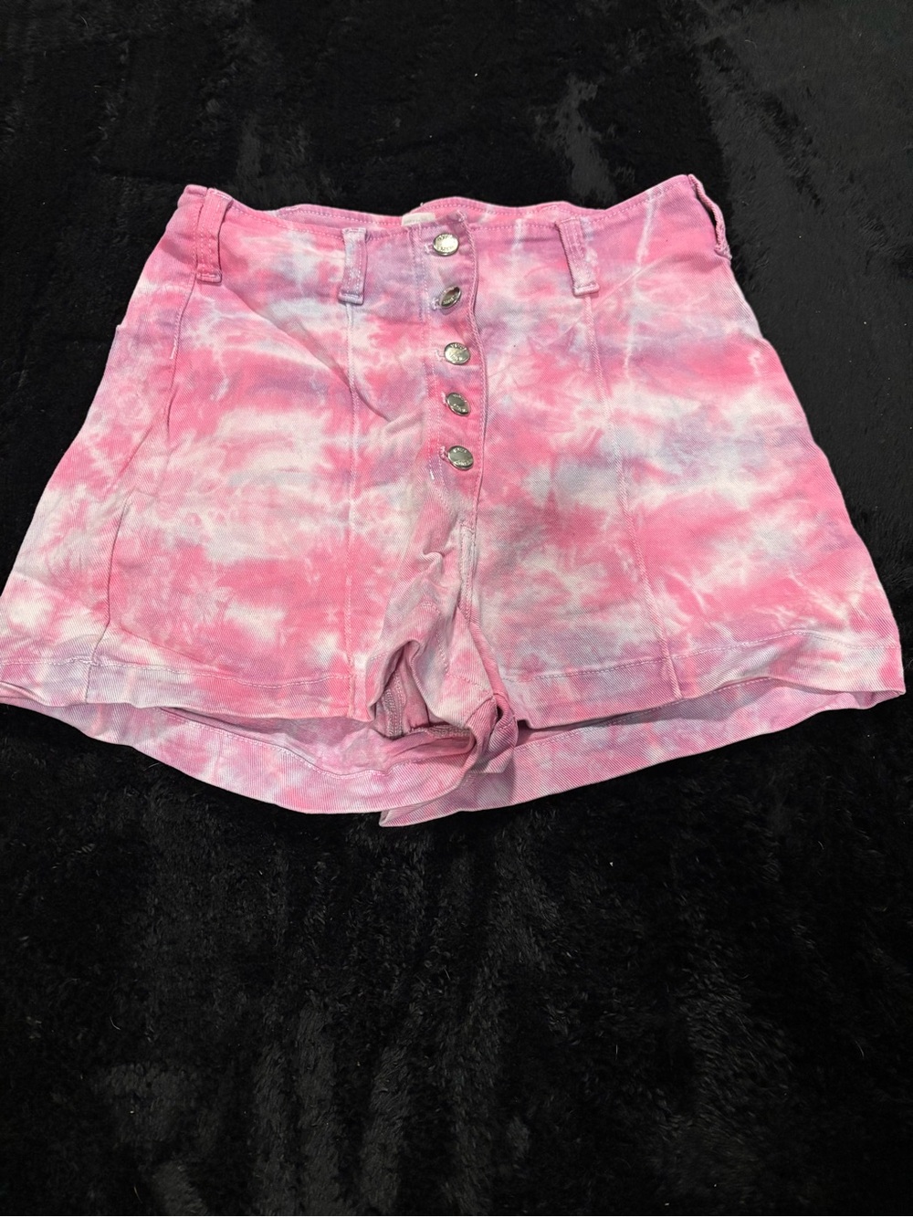 VENUS Pink Tie-Dye High-Waist Button-Front Women’s Shorts